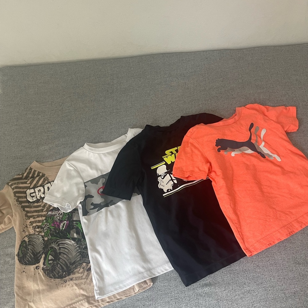 Toddler Boy 4T Shirt Bundle Champion Puma Gap Monster Jam Star Wars Grave Digger